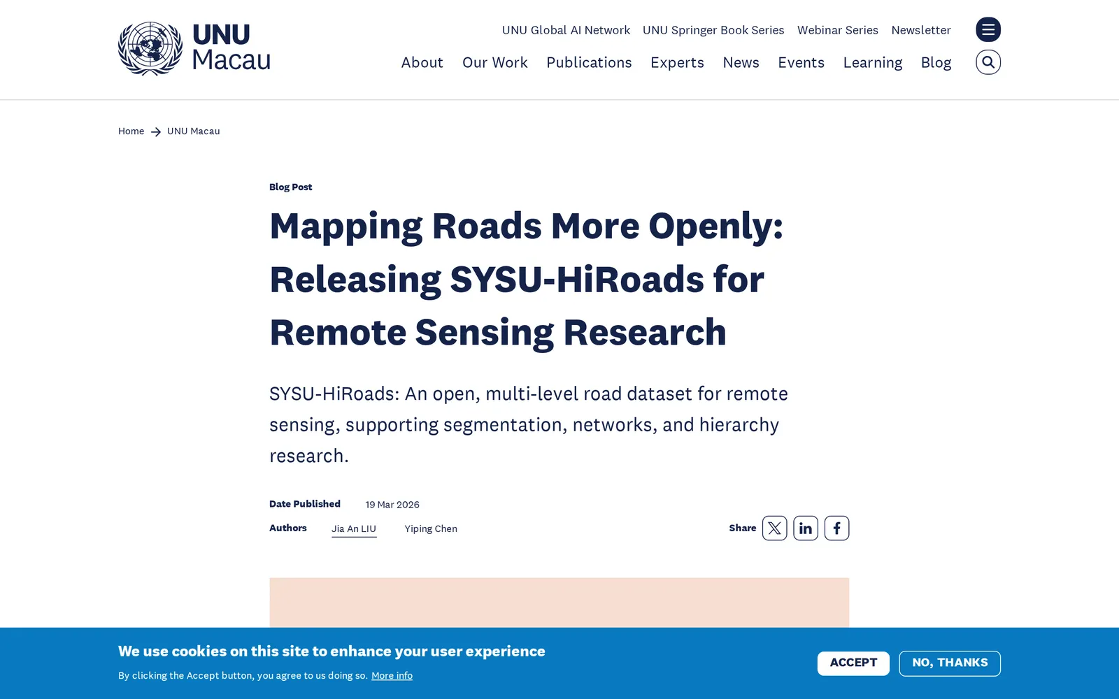 The open-science dissemination article on the UNU Macau site